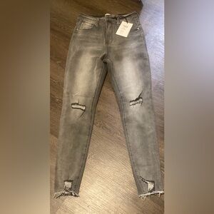 Trendy Gray Distressed Women's Jeans